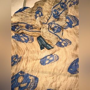 Alexander McQueen sheer scarf 100% authentic blue and tan